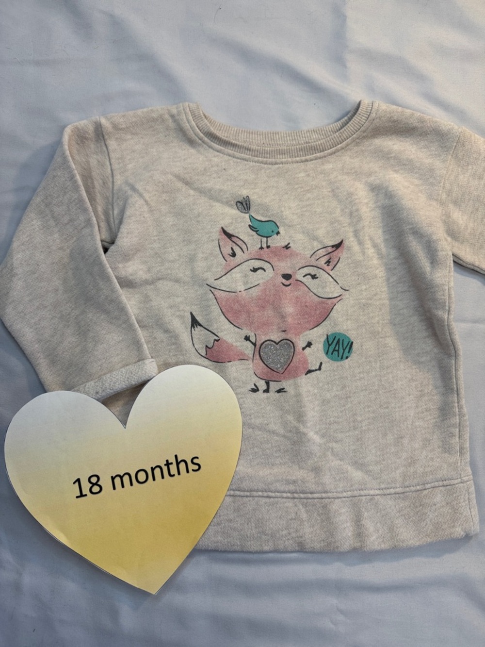 Jumping Beans - Cream Sweatshirt with Fox and Bird Print